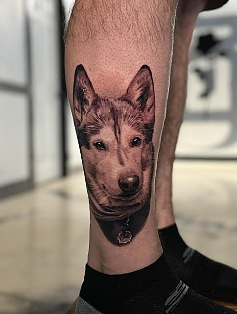 Shepherd portrait on the calf