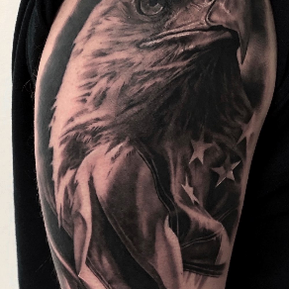 Black and grey eagle, upper arm