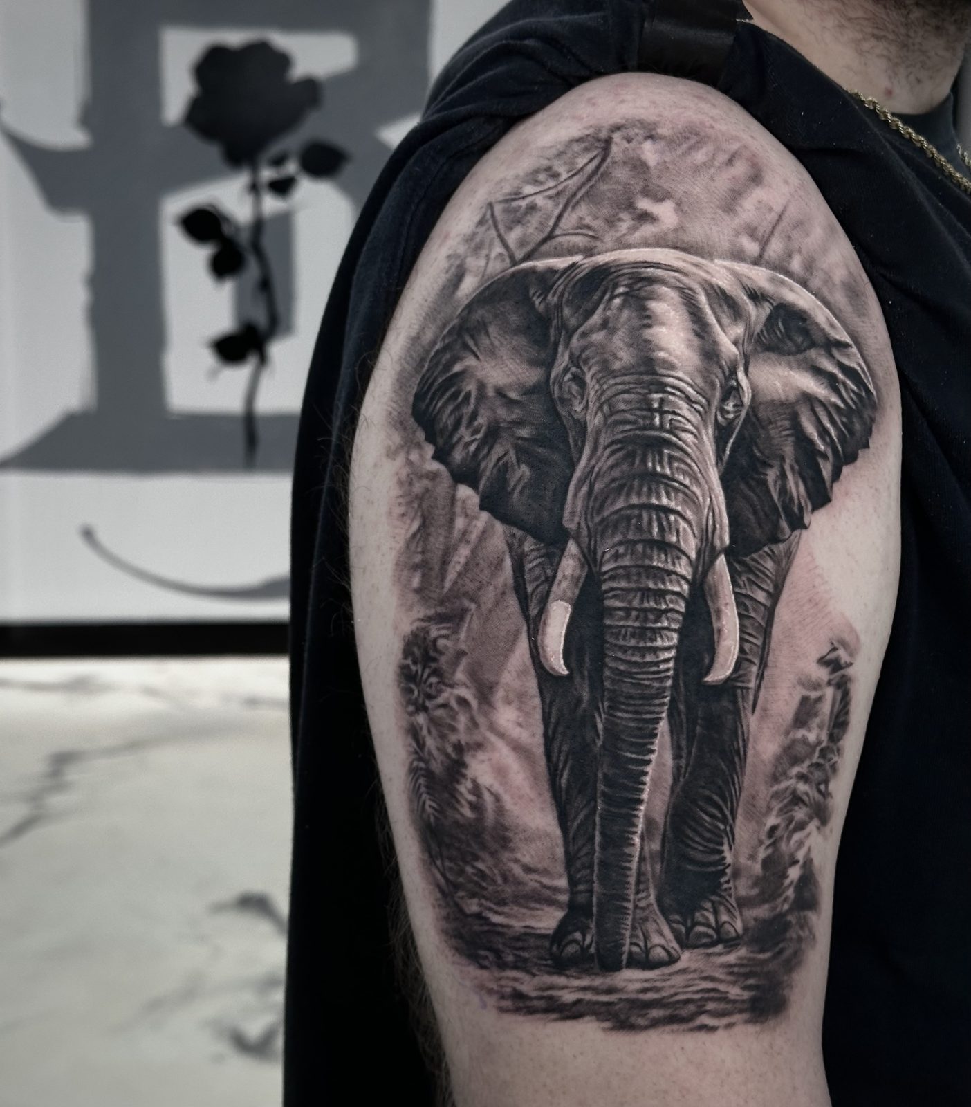 Elephant in a landscape, upper arm