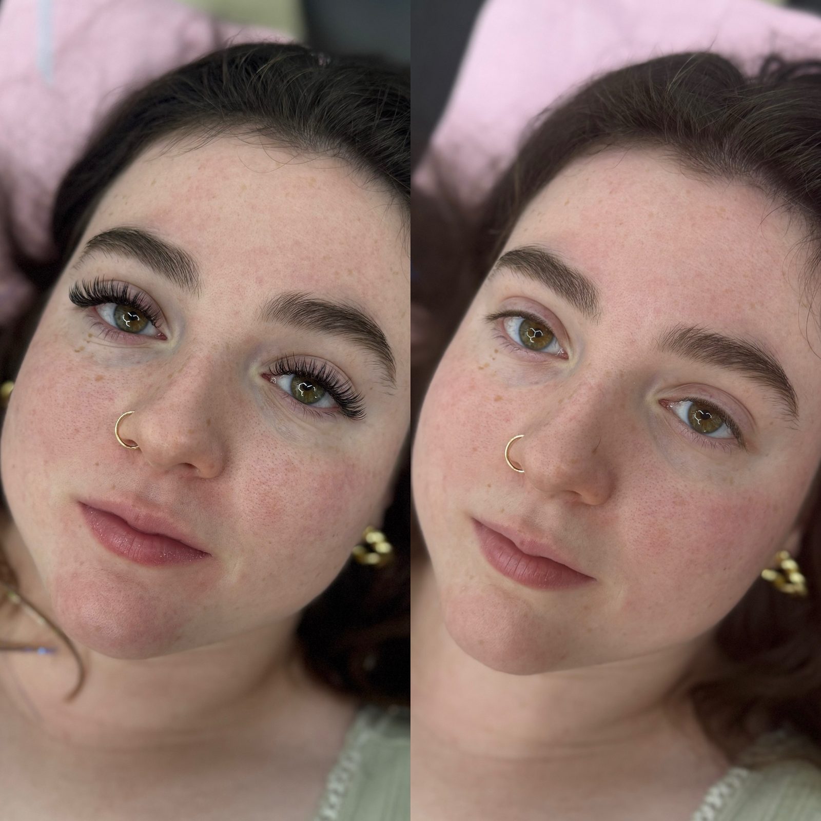 Brow and lash set, before and after